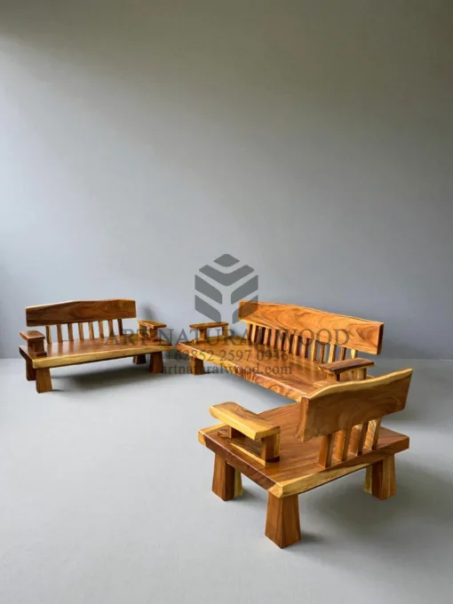 bangku taman kayu solid natural edge