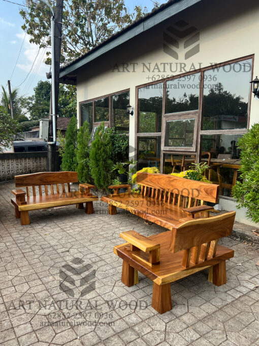 bangku taman kayu solid natural edge