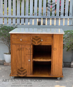 kitchen trolley minimalis kayu jati solid