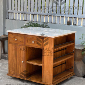 kitchen trolley minimalis kayu jati solid
