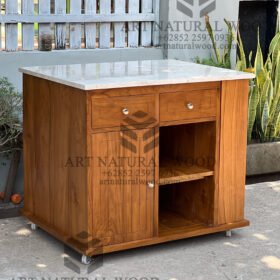 kitchen trolley minimalis kayu jati solid