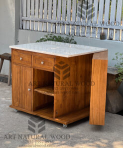 kitchen trolley minimalis kayu jati solid