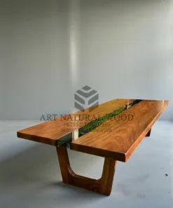 meja kayu solid kombinasi kaca
