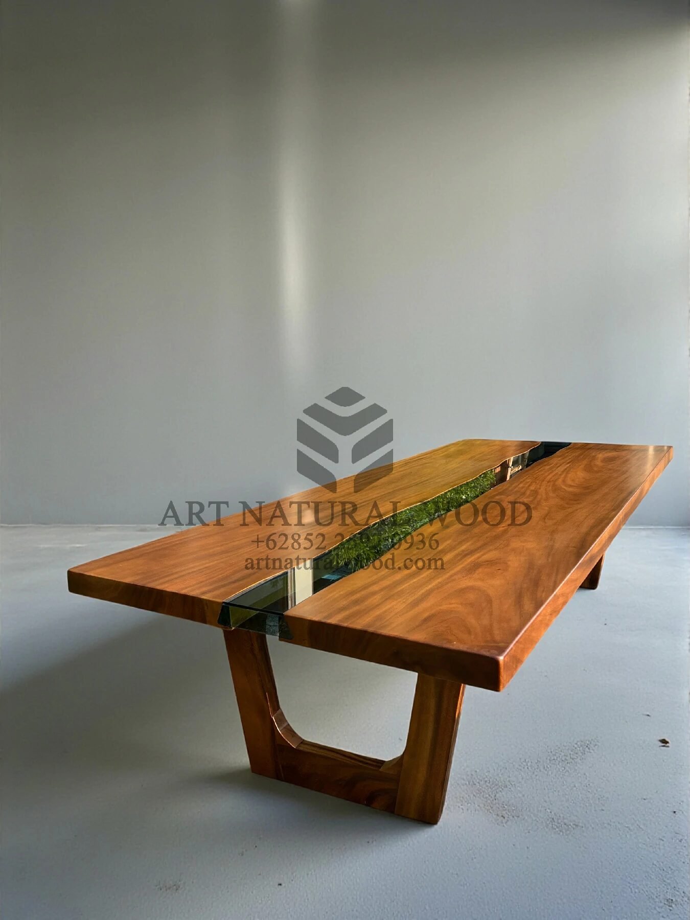 meja kayu solid kombinasi kaca