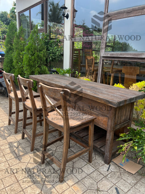 rustic bar table solid teak wood