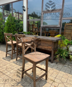 rustic bar table solid teak wood