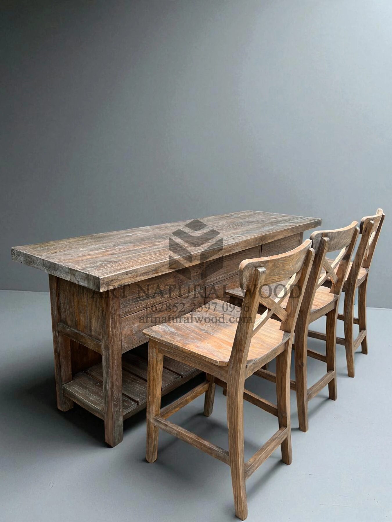 rustic bar table solid teak wood