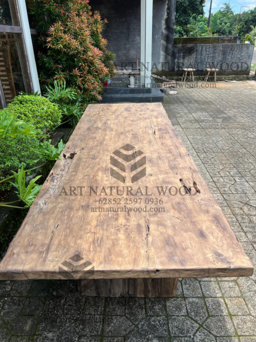 meja kayu jati lama rustic