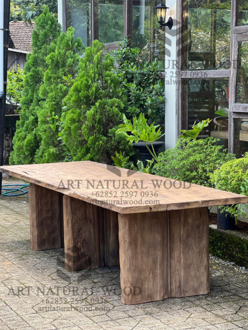 meja kayu jati lama rustic