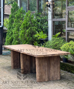 meja kayu jati lama rustic
