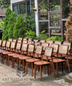 kursi makan kayu jati kombinasi rotan