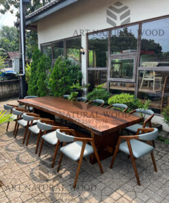 meja makan 10 kursi kayu solid