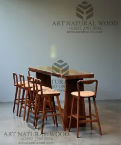 meja bar cafe kayu solid minimalis