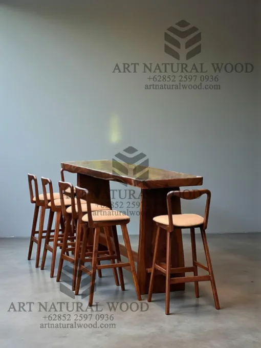 meja bar cafe kayu solid minimalis