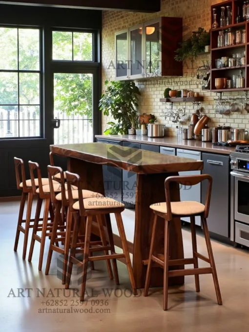 meja bar cafe kayu solid minimalis