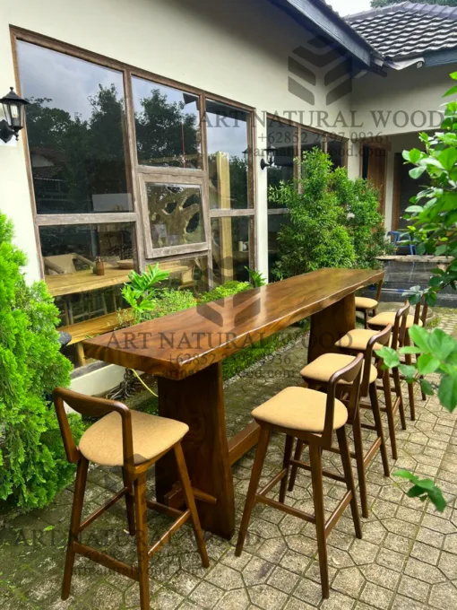 meja bar cafe kayu solid minimalis