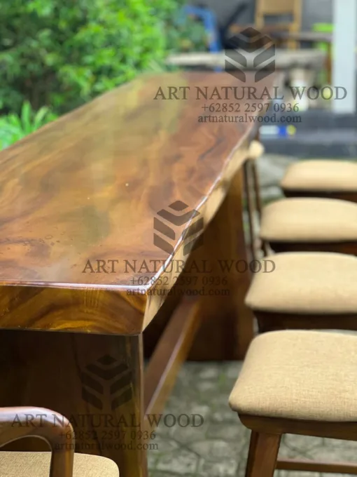 meja bar cafe kayu solid minimalis