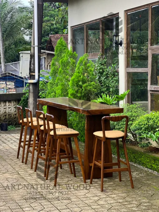 meja bar cafe kayu solid minimalis