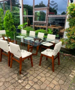 meja makan kaca 10 kursi minimalis modern