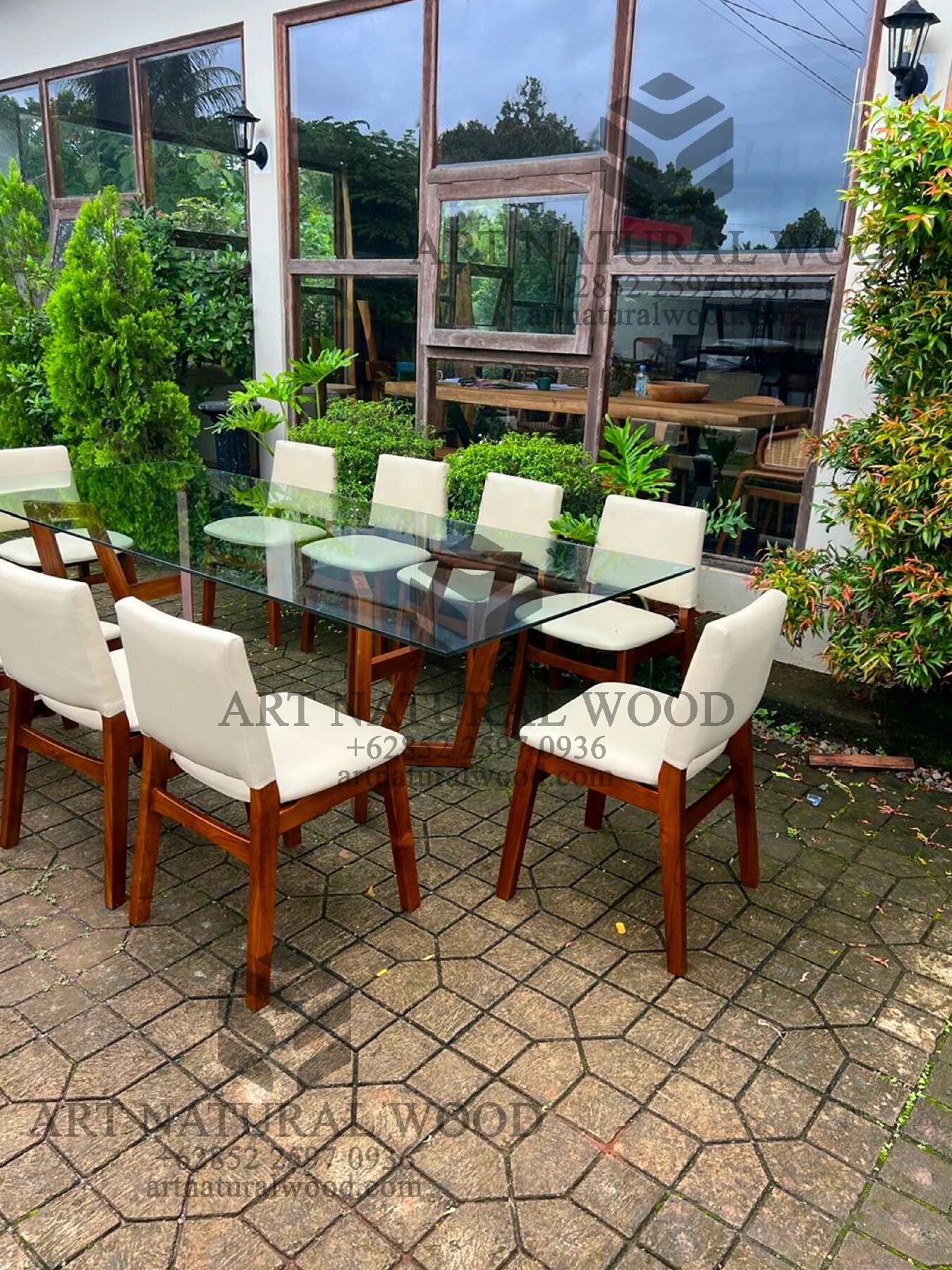 meja makan kaca 10 kursi minimalis modern