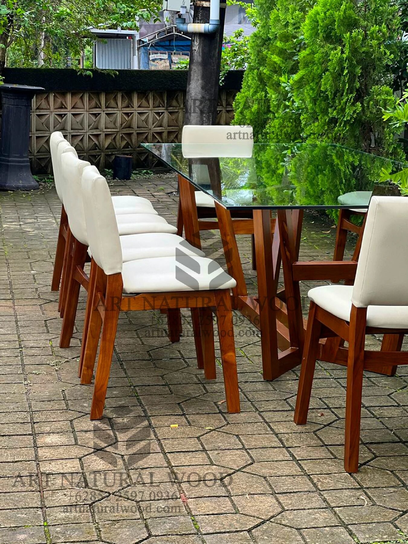 meja makan kaca 10 kursi minimalis modern