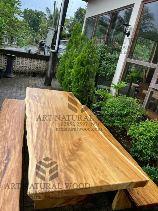 meja makan trembesi minimalis solid utuh