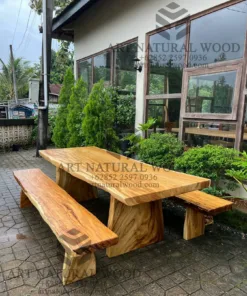 meja makan trembesi minimalis solid utuh