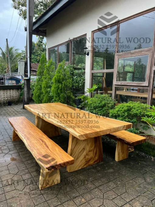 meja makan trembesi minimalis solid utuh