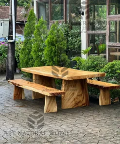 meja makan trembesi minimalis solid utuh