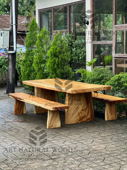 meja makan trembesi minimalis solid utuh