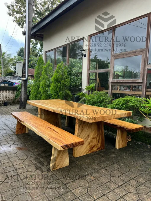 meja makan trembesi minimalis solid utuh