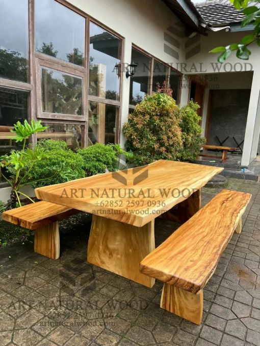 meja makan trembesi minimalis solid utuh
