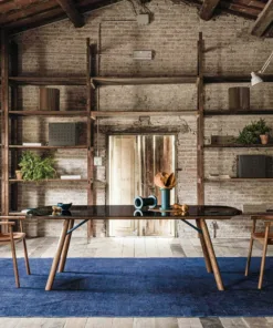 kursi makan kulit desain mid century