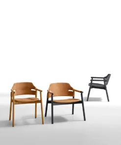 kursi makan kulit desain mid century