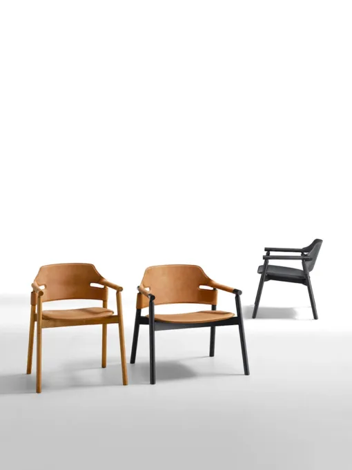 kursi makan kulit desain mid century