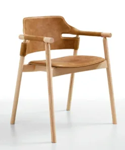 kursi makan kulit desain mid century