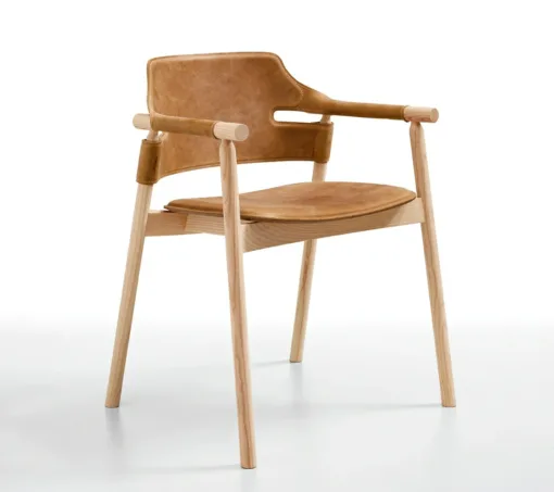 kursi makan kulit desain mid century