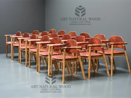 kursi makan kulit desain mid century