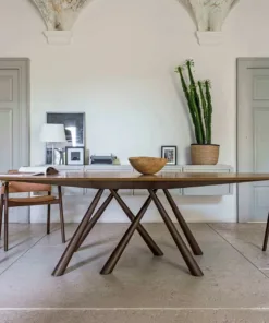 kursi makan kulit desain mid century