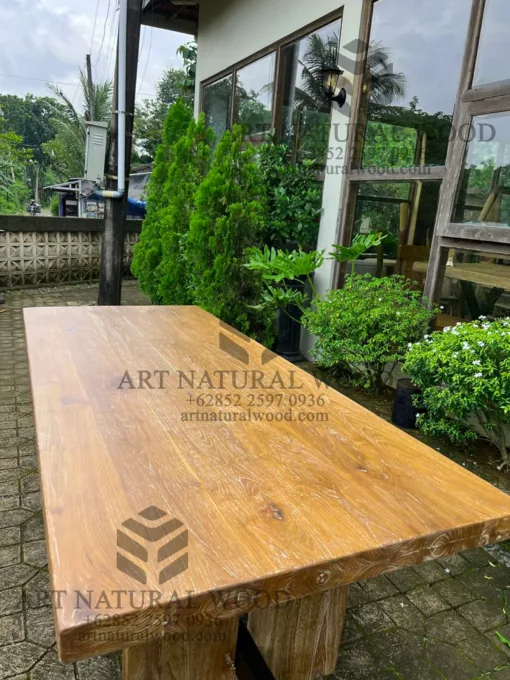 meja kayu jati rustic whitewashed