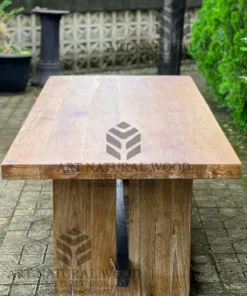 meja kayu jati rustic whitewashed