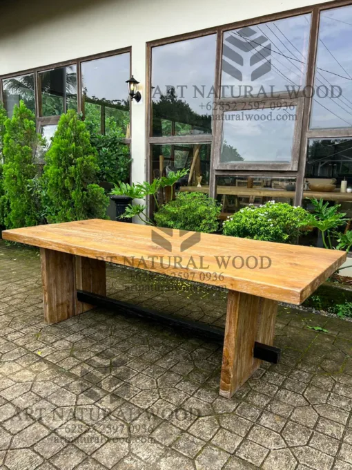 meja kayu jati rustic whitewashed