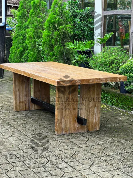 meja kayu jati rustic whitewashed