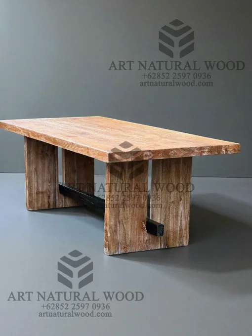 meja kayu jati rustic whitewashed