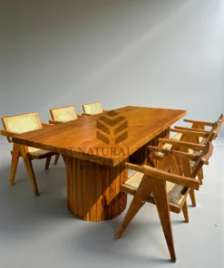 meja makan 6 kursi minimalis kayu jati solid