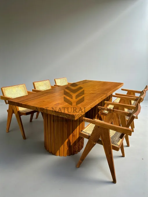 meja makan 6 kursi minimalis kayu jati solid