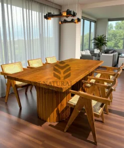meja makan 6 kursi minimalis kayu jati solid