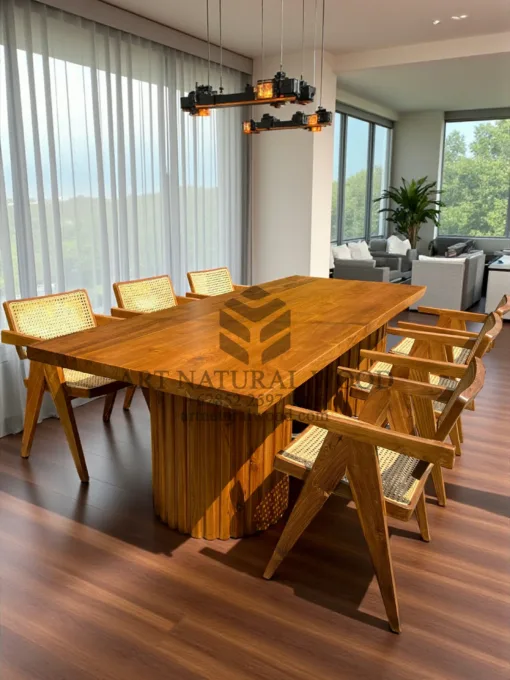 meja makan 6 kursi minimalis kayu jati solid