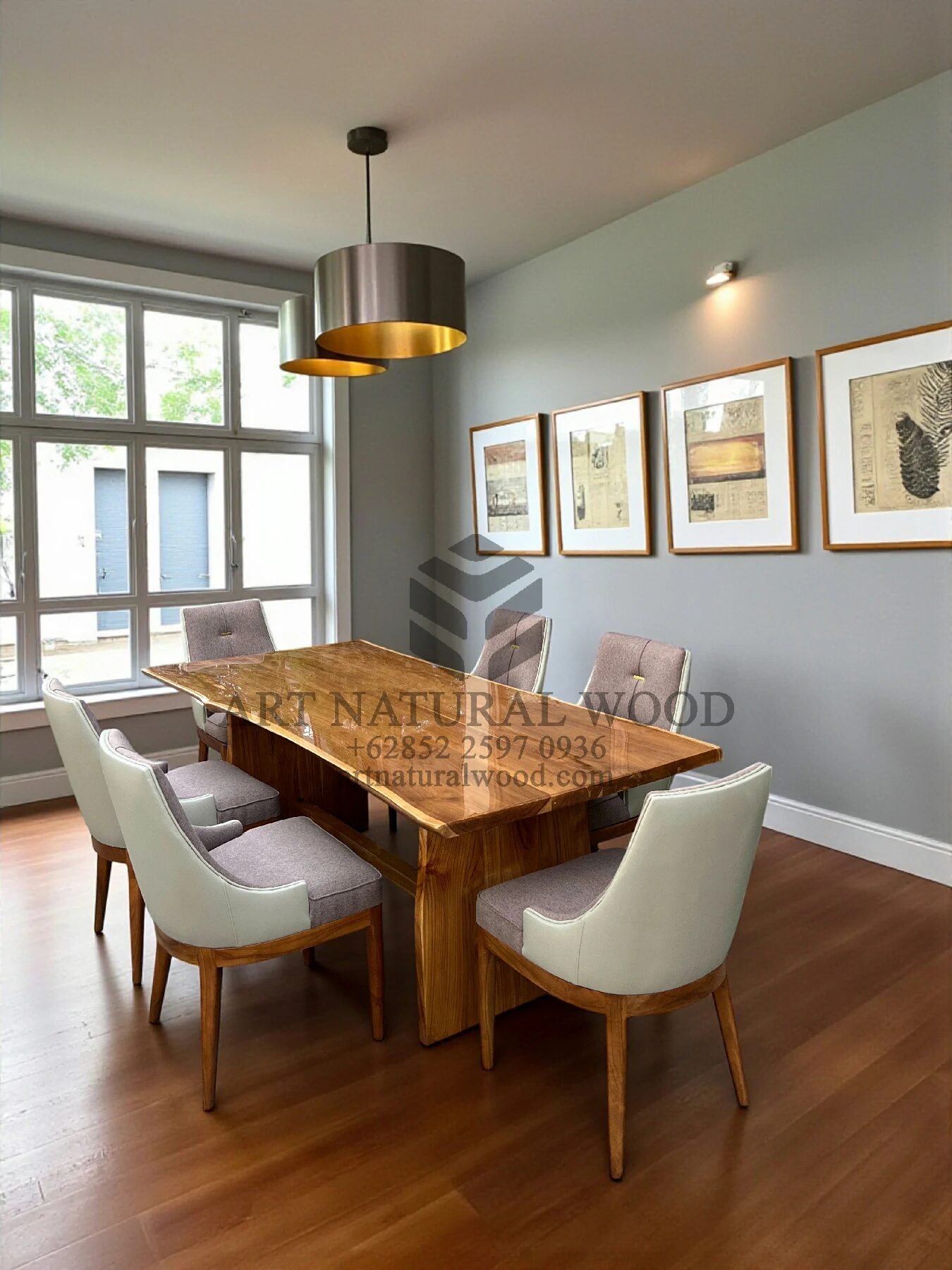meja makan glossy minimalis kayu jati