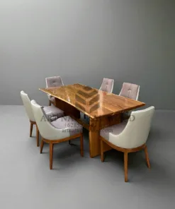 meja makan glossy minimalis kayu jati